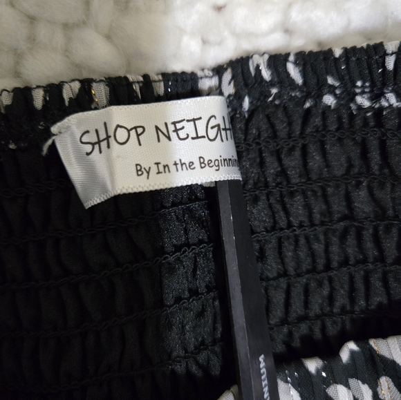 Black And White Leopard Print Tiered Dress Sleeveless Metallic Threading Medium - Picture 14 of 16